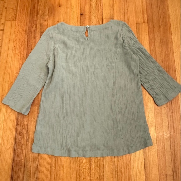 Soft Surroundings Tunic Top Womens M Gray Ramie Wrinkles 3/4 Sleeve (j6 - Picture 5 of 9